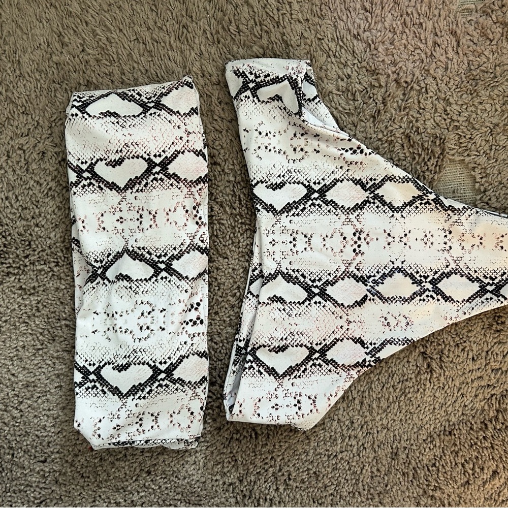 Strapless snakeskin swimsuit